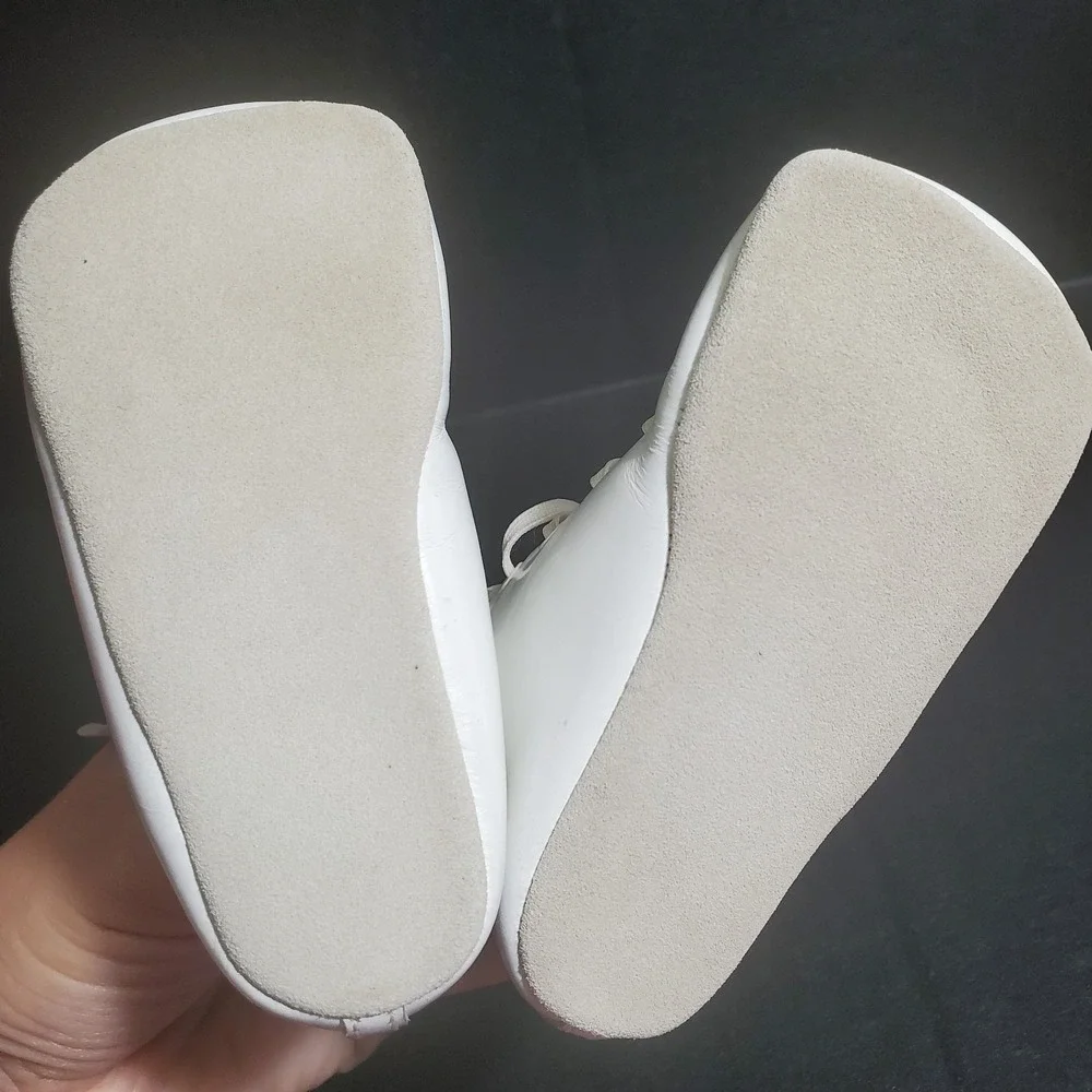 VTG Buster Brown White Leather Infant Bootie Shoes Size 3B Baby Lace Up